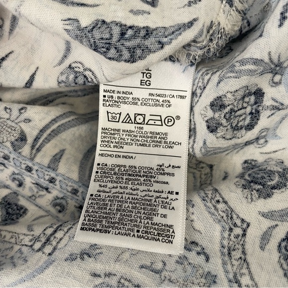 NWT Cottagecore Blue White Floral Midi Dress V Neck Cotton Boho Block Print XL - Picture 11 of 11